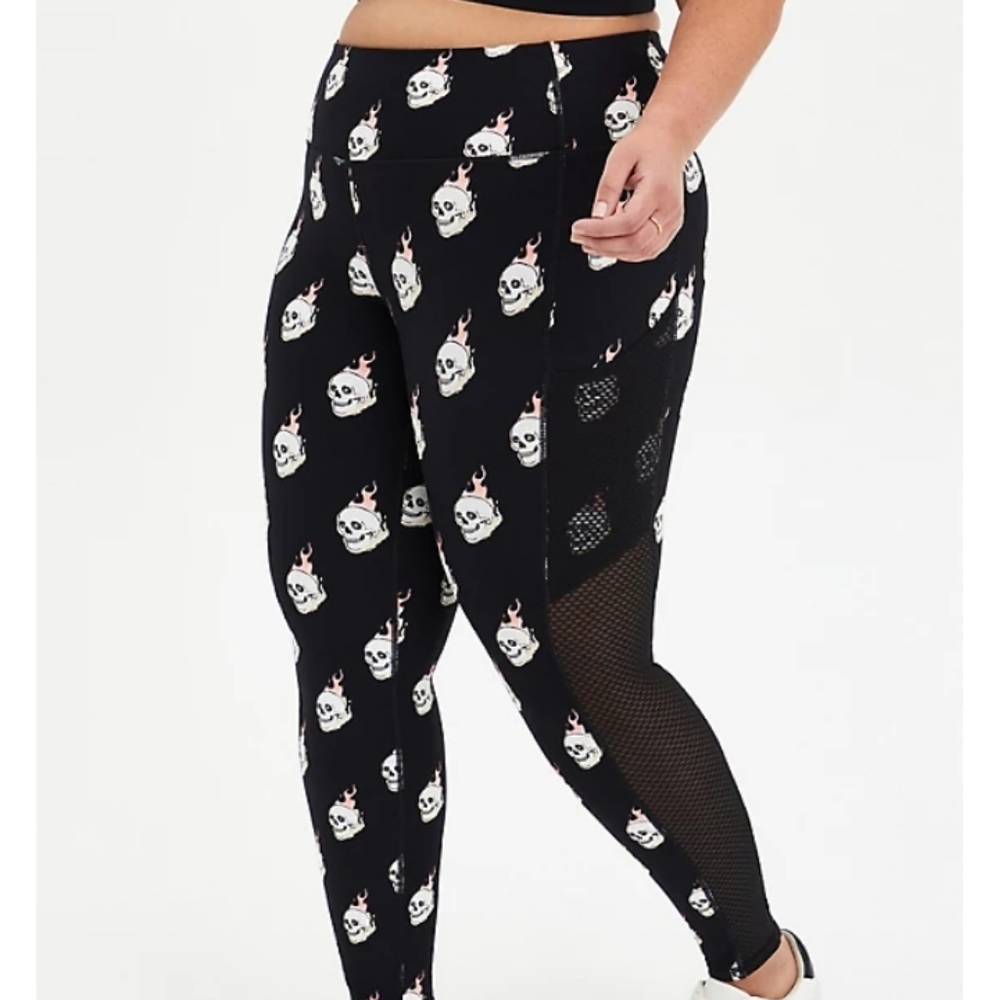Torrid Wicking Active Flaming Skull Legging